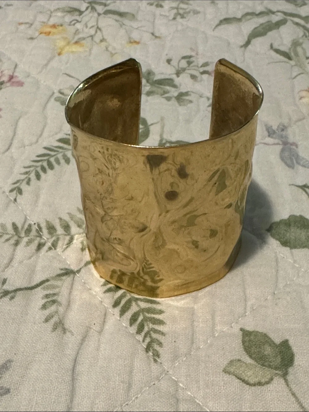 Set of Three Hammered Metal Cuff Bracelets - Gold, Brass, Copper Tones